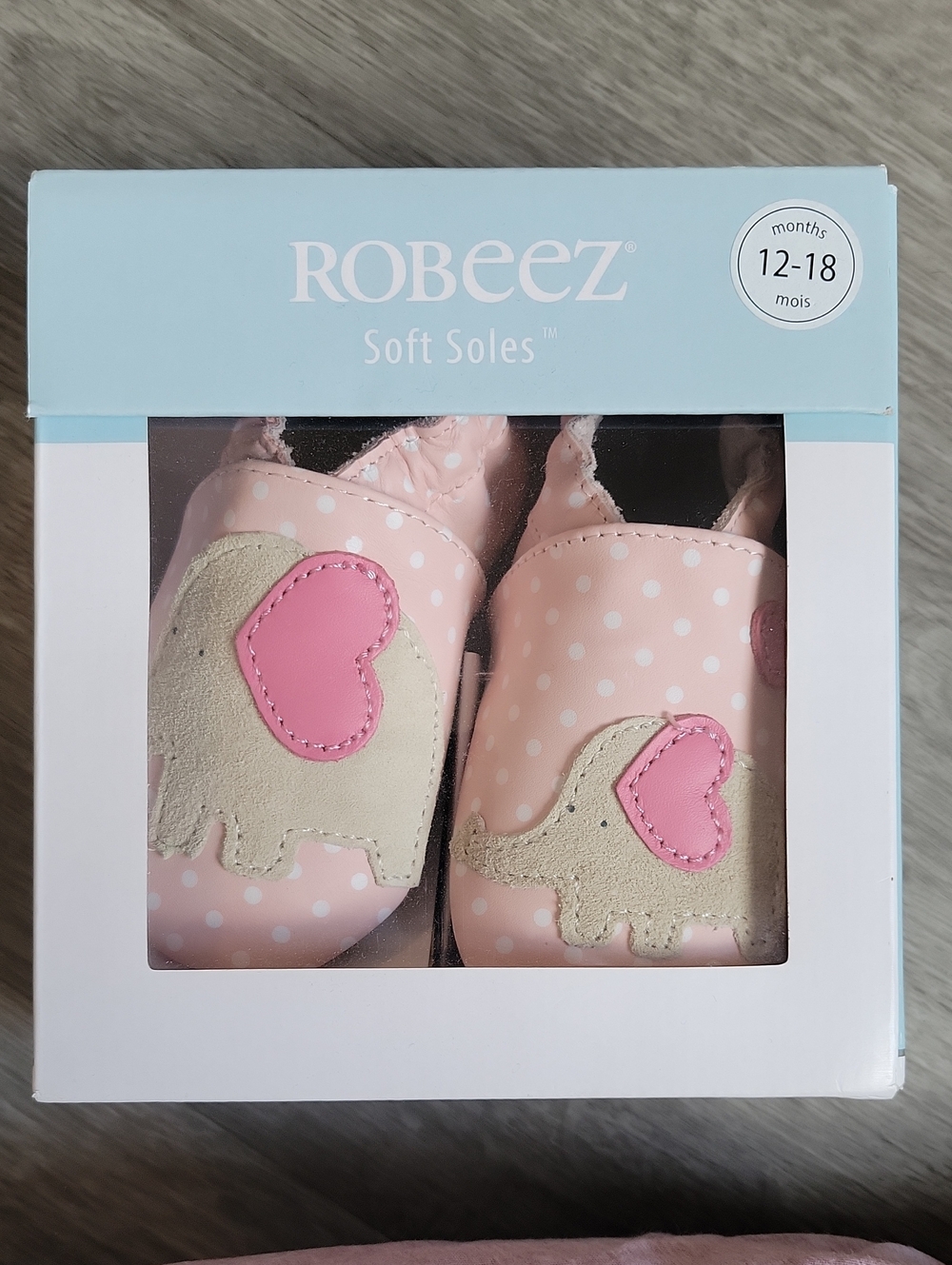 Robeez Pink Polka Dot Elephant Soft Soles Baby Shoes